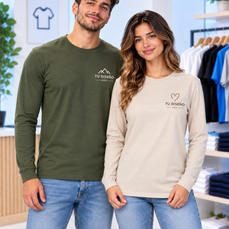 Polera cuello redondo manga larga personalizada