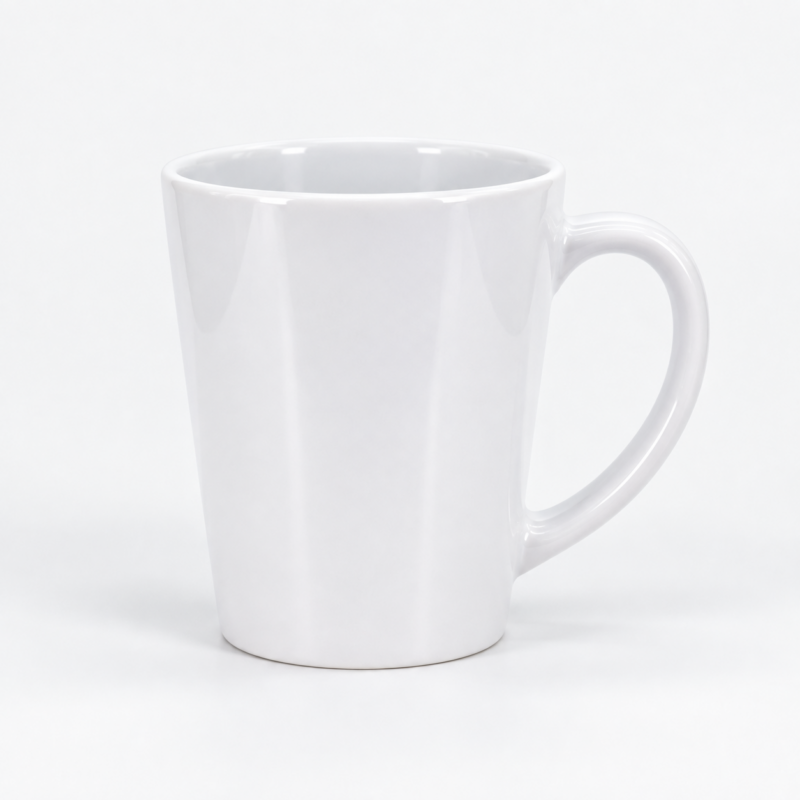 Taza cónica blanca de 12 oz personalizable
