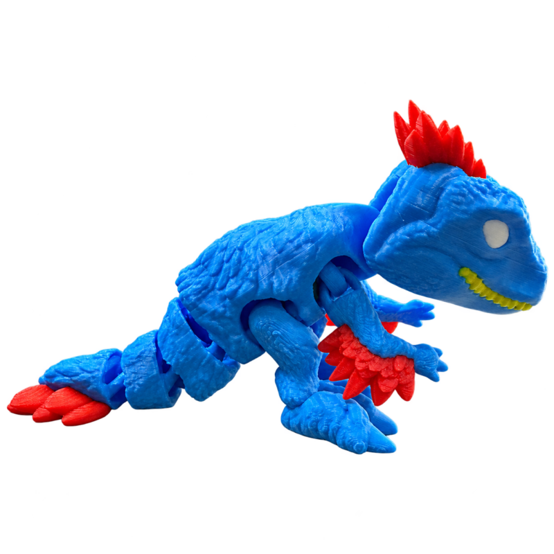 Dinosaurio articulado multicolor · 12 cm — fotografía del producto real