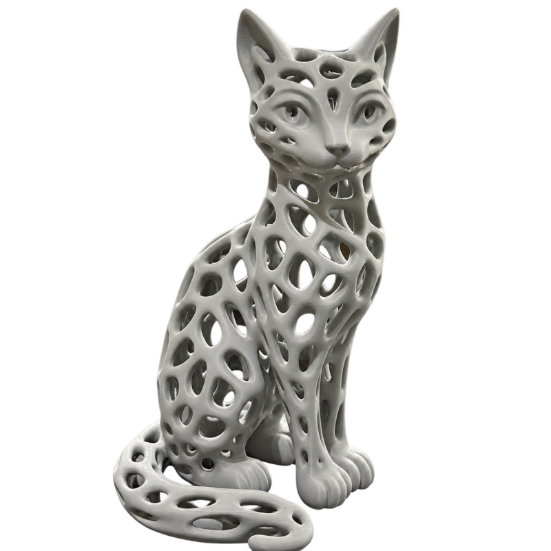 Gato Voronoi sentado · 32 cm — fotografía del producto real