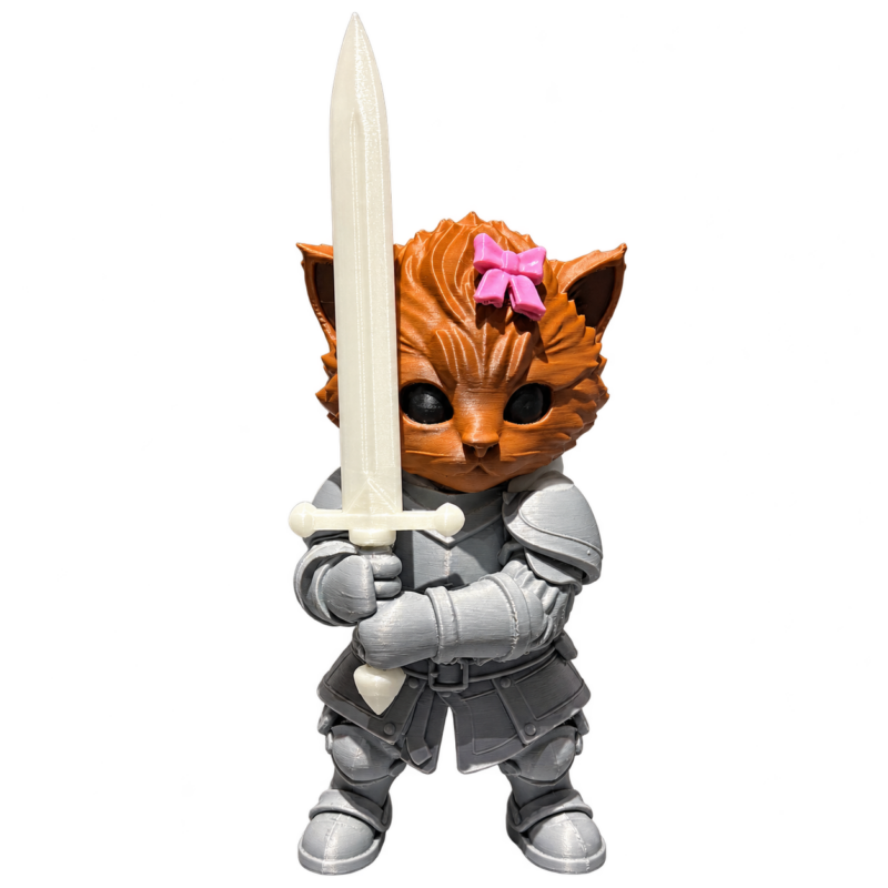 Gato caballero medieval · 20 cm — fotografía del producto real